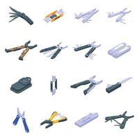 Multitool icons set, isometric style vector