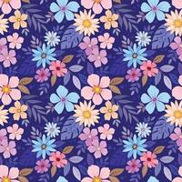 Colorful hand draw flowers seamless pattern vector