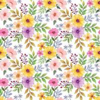 Colorful hand draw flowers seamless pattern. vector