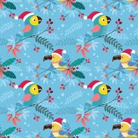 Cute toucan bird wear Christmas hat on branch vector