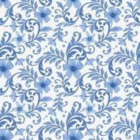 Abstract blue flowers ornament seamless pattern.