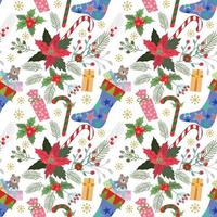 Christmas plant with element seamless pattern. vector