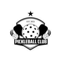 insignia del logotipo del club comunitario de pickleball con fondo blanco vector