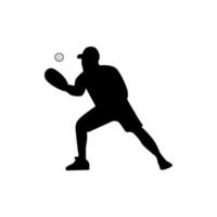 Hit the Ball on Pickle Ball Illustration. Pickle Ball player silhouette. vector