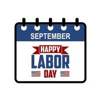 United States of America Labor Day with calendar. vector