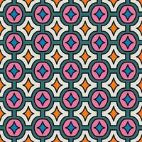 Art deco tile seamless pattern. Vector geometric ornament in retro style 70s and 80s. Illustration in bright trendy colour. Ornate art with colored rhombus for textile, fabric and design.