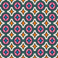 Art deco tile seamless pattern. Vector geometric ornament in retro style 70s and 80s. Illustration in bright trendy colour. Ornate art with colored rhombus for textile, fabric and design.