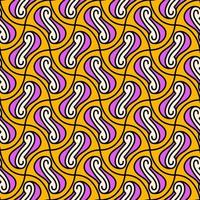 Stylish seamless pattern for textile. Retro mosaic ornament in yellow and violet colour. Hippie art for textile design. Geometric illustration in 70s style. vector