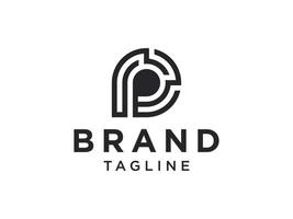 logotipo de la letra p inicial abstracta de línea circular. utilizable para logotipos de negocios y tecnología. elemento de plantilla de diseño de logotipo de vector plano.