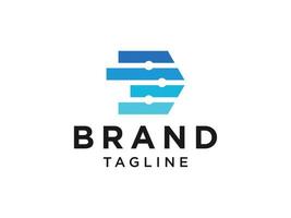 Blue Abstract Hexagonal Initial Letter D Logo. Flat Vector Logo Design Template Element.