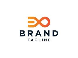 Geometric Origami Infinity Logo. Orange Liquid Shape with Pixel Dots isolated on White Background. Usable for Business and Technology Logos. Flat Vector Logo Design Template Element.