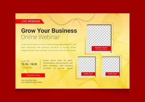 Business Webinar banner invitation with golden color template design vector