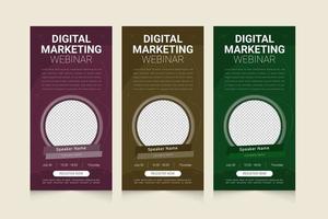 Digital marketing live webinar and corporate vertical banner template set vector design