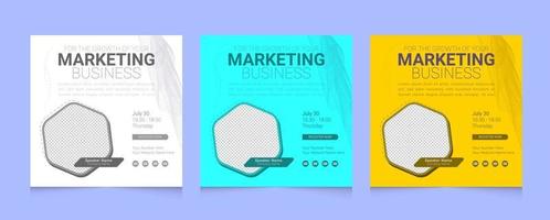 conjunto de plantillas de publicación de redes sociales de seminario web de negocios de marketing vector