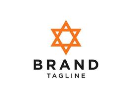 Star Logo. Orange Geometric Shape Star of David isolated on White Background. Flat Vector Illustration Design Template Element.