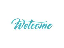 Welcome Lettering Blue Text Handwriting Calligraphy with Line isolated on White Background. Greeting Card Vector Illustration Design Template Element