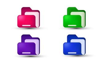 unique 3d set folder document colorful isolated on vector
