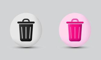 unique recycle bin icon vector 3d style isolated on