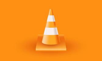 unique 3d icon traffic cone on orange isolated on vector