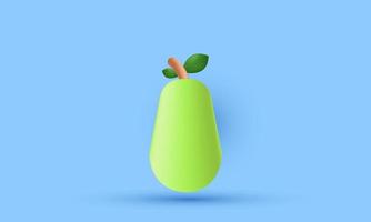 único 3d pera render frutas verduras icono aislado en vector