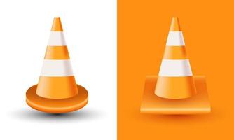 unique 3d icon two traffic cone on orange isolated on vector