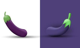 unique 3d rendering two eggplant icon isolated on vector