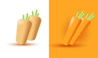 unique 3d rendering two carrot icon design orange isolated on vector