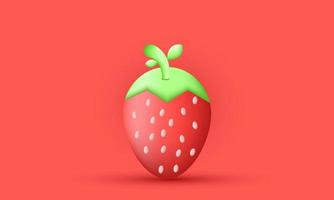 fresa única 3d frutas verduras ilustración diseño icono aislado en vector