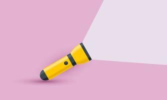 unique 3d yellow flashlight icon isolated on vector