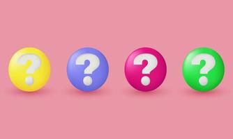 unique 3d realistic set question sign interface circle colorful isolated on vector