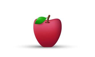 único icono de diseño de concepto lindo de manzana roja 3d aislado en vector