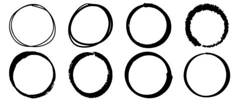 set of hand drawn vector doodle circle line sketch isolated on white background.