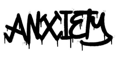 graffiti ansiedad palabra rociada aislada sobre fondo blanco. graffiti de fuente de ansiedad rociado. ilustración vectorial vector