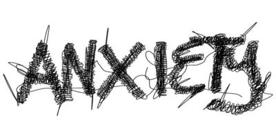 word anxiety with scribble style. vector illustration.