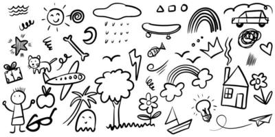 Hand drawn cute doodle for kid on white background. vector illustration.