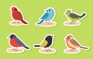 plantilla de conjunto de pegatinas de aves vector