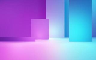 3d rendering of purple and blue abstract geometric background. Cyberpunk concept. Scene for advertising, technology, showcase, banner, cosmetic, fashion, business. Sci-Fi Illustration. Product display photo