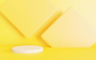 3d rendering of podium minimal abstract geometric yellow background. Scene for advertising design, cosmetic ads, showcase, presentation, technology, food, fashion, kid. Illustration. Product display photo