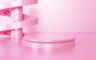 Representación 3d de fondo pastel geométrico abstracto rosa. concepto romántico. escena para publicidad, tecnología, escaparate, banner, anuncios cosméticos, moda, negocios, banner. ilustración. pantalla del producto foto