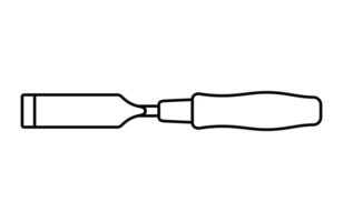 Chisel icon in line art style isolated on white background. Carpenter tool. Vector illustration.