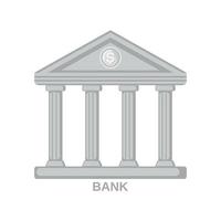 Bank Icon in flat style isolated on white background. Vector illustration.