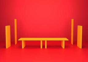 3d rendering of empty gold abstract minimal background with podium. Scene for advertising, cosmetic ads, showcase, technology, website, banner, cream, fashion, new year. Illustration. Product display photo