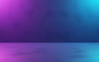 Representación 3d de fondo de habitación abstracta púrpura y azul. concepto ciberpunk. escena para publicidad, tecnología, banner, anuncios cosméticos, sala de exposición, moda, negocios. ilustración de ciencia ficción. pantalla del producto foto