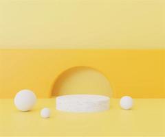 3d rendering of podium minimal abstract geometric yellow background. Scene for advertising design, cosmetic ads, showcase, presentation, technology, food, fashion, kid. Illustration. Product display photo