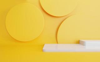 3d rendering of podium minimal abstract geometric yellow background. Scene for advertising design, cosmetic ads, showcase, presentation, technology, food, fashion, kid. Illustration. Product display photo