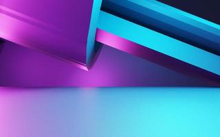 3d rendering of purple and blue abstract geometric background. Scene for advertising, technology, showcase, banner, cosmetic, fashion, business. Sci-Fi Illustration. Product display photo
