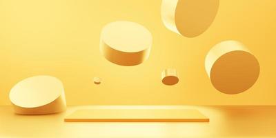 3d rendering of empty gold podium abstract minimal background. Scene for advertising design, cosmetic ads, show, technology, banner, cream, fashion, luxury. Illustration. Product display. copy space photo