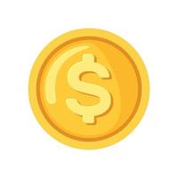 Dollar coin icon in flat style isolated on white background. Vector illustration.