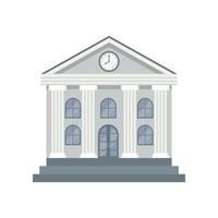 Bank Building icon in flat style isolated on white background. Vector illustration.