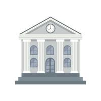 Bank Building icon in flat style isolated on white background. Vector illustration.